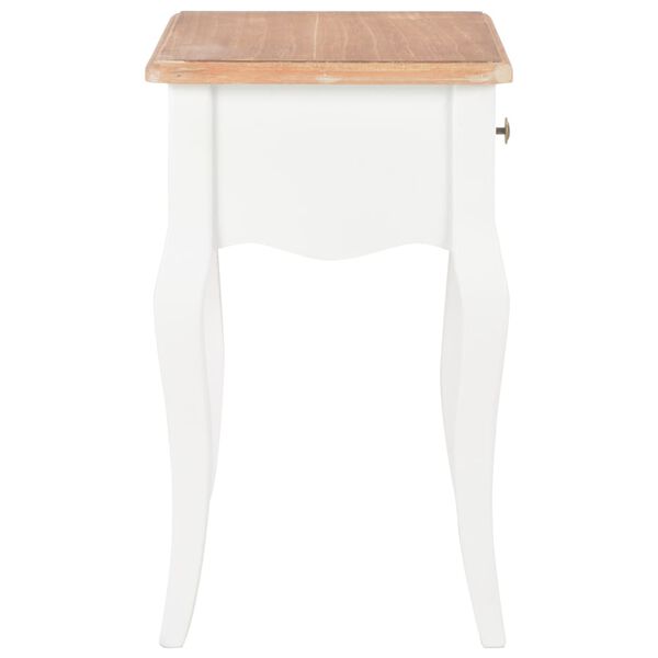 vidaXL Nightstand White and Brown 40x30x50 cm Solid Pine Wood