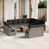 vidaXL 13 Piece Garden Sofa Set with Cushions Grey Poly Rattan