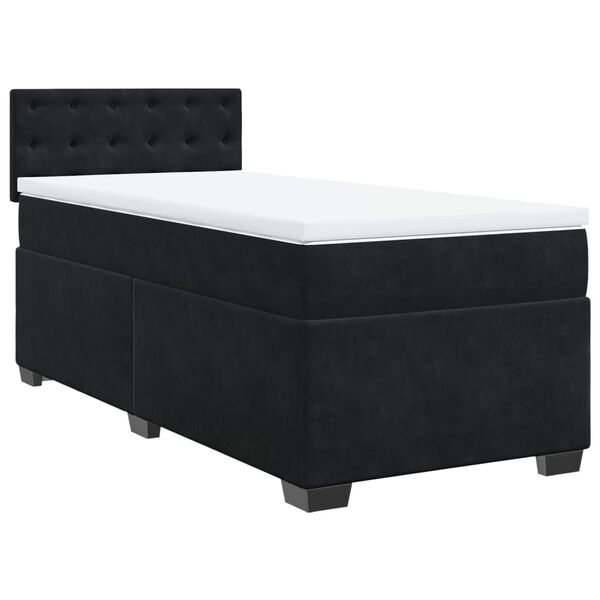vidaXL Box Spring Bed with Mattress Black King Single Fabric