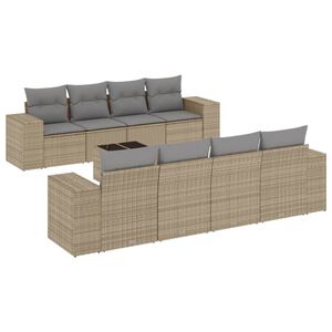 vidaXL 9 Piece Garden Sofa Set with Cushions Beige Poly Rattan