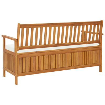 vidaXL Storage Bench with Cushion 148 cm Solid Acacia Wood