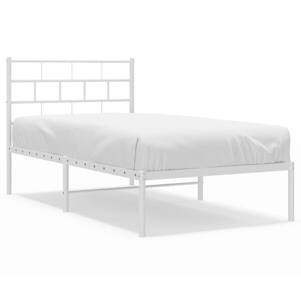 vidaXL Metal Bed Frame without Mattress with Headboard White 90x190cm