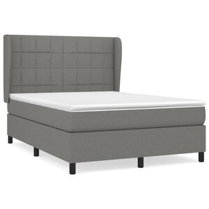 vidaXL Box Spring Bed with Mattress Dark Grey 137x187 cm Double Size Fabric