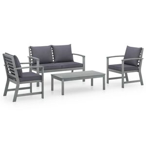 vidaXL 4 Piece Garden Lounge Set with Cushions Solid Acacia Wood