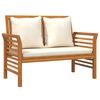 vidaXL Sofa Bench | Cream white | Solid acacia wood, 100% polyester | 2-seater