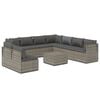 vidaXL 10 Piece Garden Lounge Set with Cushions Grey Poly Rattan