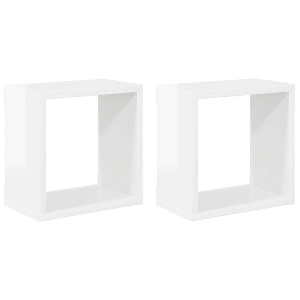 vidaXL Wall Cube Shelves 2 pcs High Gloss White 26x15x26 cm