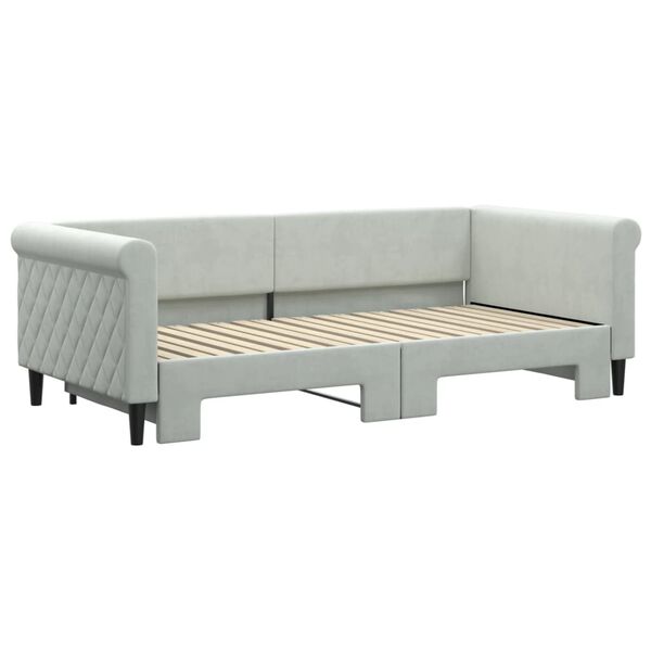 vidaXL Daybed with Trundle without Mattress Light Grey 90x190 cm