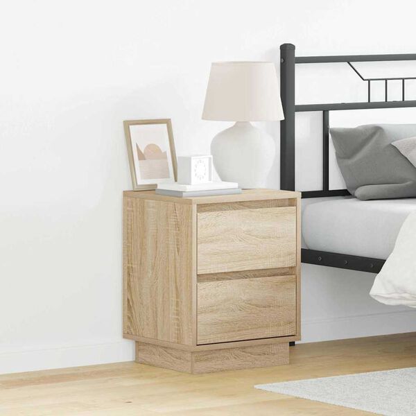 vidaXL Bedside Cabinet with Drawer 2 pcs Sonoma Oak 39 x 34.5 x 50 cm