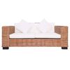 vidaXL 2 Piece Garden Sofa Set with Cushions Natural Rattan