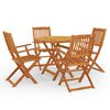 vidaXL 5 Piece Folding Outdoor Dining Set Solid Eucalyptus Wood