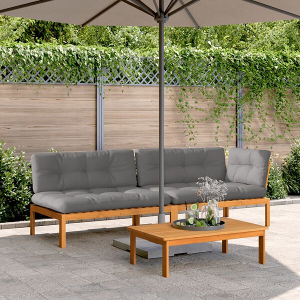vidaXL 3 Piece Garden Pallet Sofa Set with Cushions Solid Wood Acacia