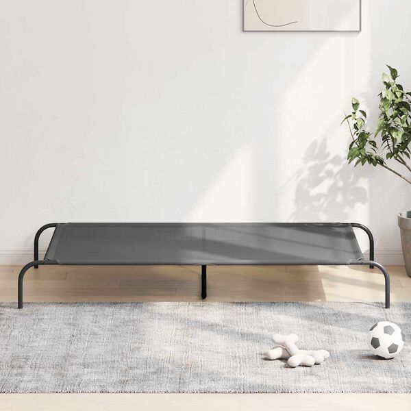 vidaXL Elevated Dog Bed Grey 150x90x20 cm Textilene and Steel