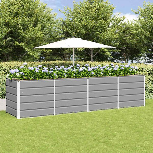 vidaXL Planter Light Grey 240 x 80 x 75 cm Steel