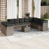 vidaXL 11 Piece Garden Sofa Set with Cushions Grey Poly Rattan