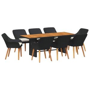vidaXL Garden Dining Set 9 pcs Black and brown Poly Rattan