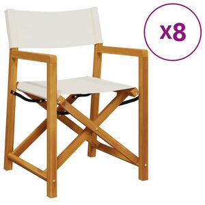 vidaXL 8 Piece Folding Garden Chairs Cream White Fabric
