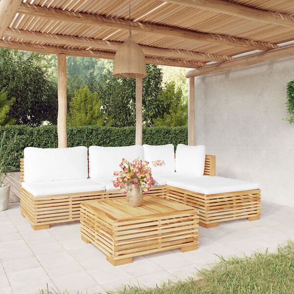 vidaXL 5 Piece Garden Lounge Set with Cushions Solid Wood Teak