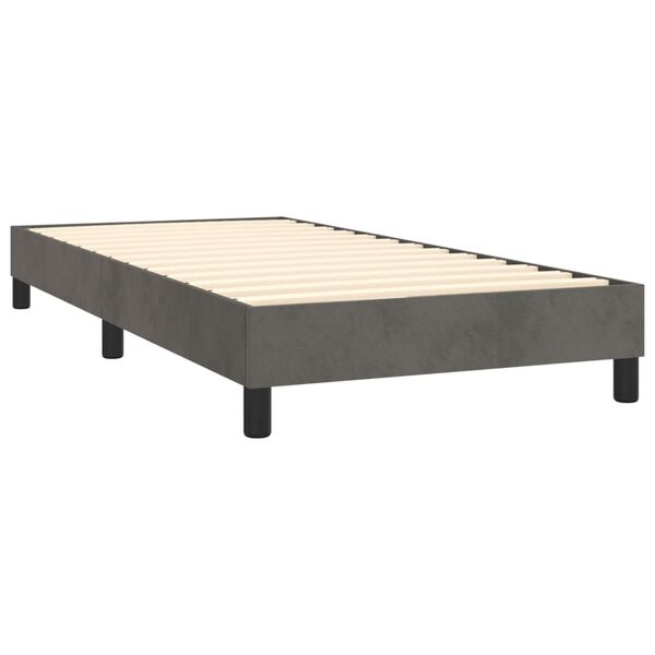 vidaXL Box Spring Bed with Mattress Dark Grey 106x203 cm King Single Size Velvet