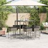 vidaXL 7 Piece Garden Bar Set with Cushions Grey Poly Rattan