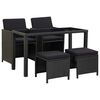 vidaXL 5 Piece Outdoor Dining Set with Cushions Poly Rattan Black