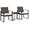 vidaXL 3 piece Garden Dining Set with Cushions Brown PP Rattan