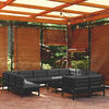vidaXL 12 Piece Garden Lounge Set with Cushions Black Solid Pinewood
