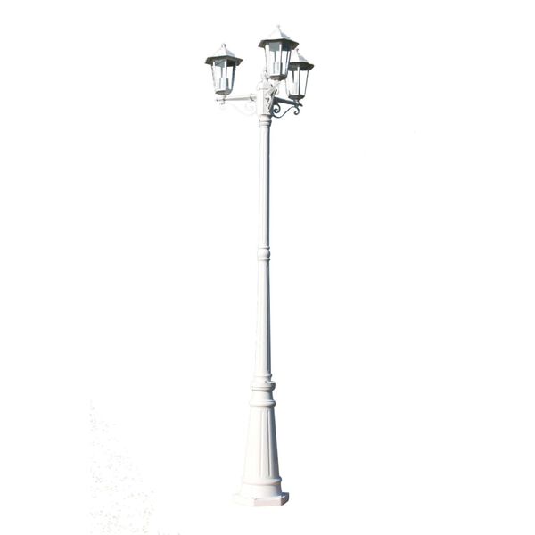 vidaXL Garden Light Post 3-arms 215 cm White Aluminium