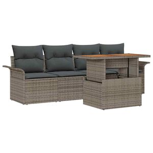 vidaXL Garden Sofa Set with Storage 5 pcs Grey Poly rattan