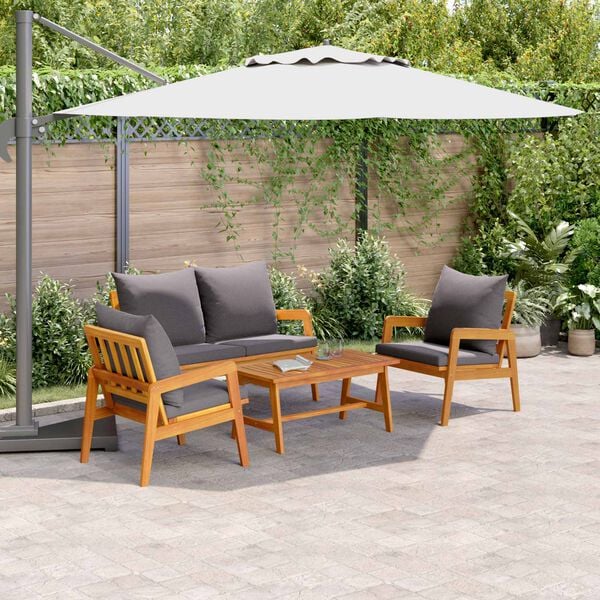 vidaXL Bistro Set with Cushion 4 pcs Brown Solid Acacia Wood