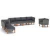vidaXL 8 Piece Garden Lounge Set Poly Rattan and Eucalyptus Wood Grey