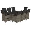 vidaXL 9 Piece Garden Dining Set with Cushions Grey Poly Rattan