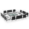 vidaXL 16 Piece Garden Lounge Set with Cushions Poly Rattan Black