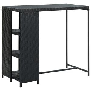vidaXL Bar Table | Black | PE rattan, steel | 120x60x110 cm | Bar Table