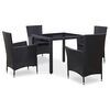 vidaXL 5 Piece Outdoor Dining Set Poly Rattan Black