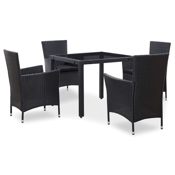 vidaXL 5 Piece Outdoor Dining Set Poly Rattan Black