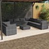 vidaXL 10 Piece Garden Lounge Set with Cushions Grey Poly Rattan