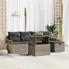 vidaXL Garden Sofa Set Height-Adjustable 6 pcs Grey Poly Rattan