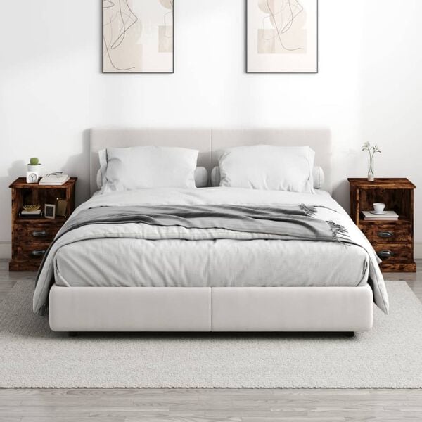 vidaXL Bedside Cabinets 2 pcs Smoked Oak 43x36x60 cm