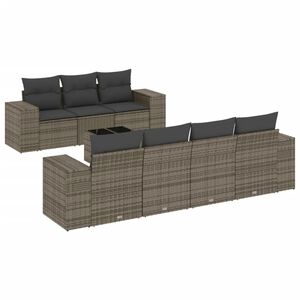 vidaXL 8 Piece Garden Sofa Set with Cushions Grey Poly Rattan
