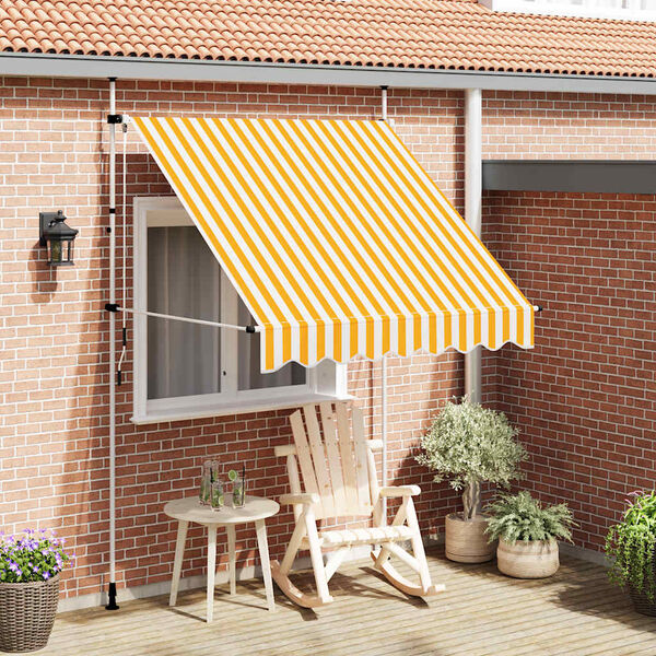 vidaXL Manual Retractable Awning 200 cm Orange and White Stripes
