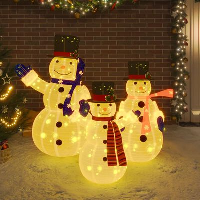 vidaXL Decorative Christmas Snowman Family Figures with LED Luxury Fabric