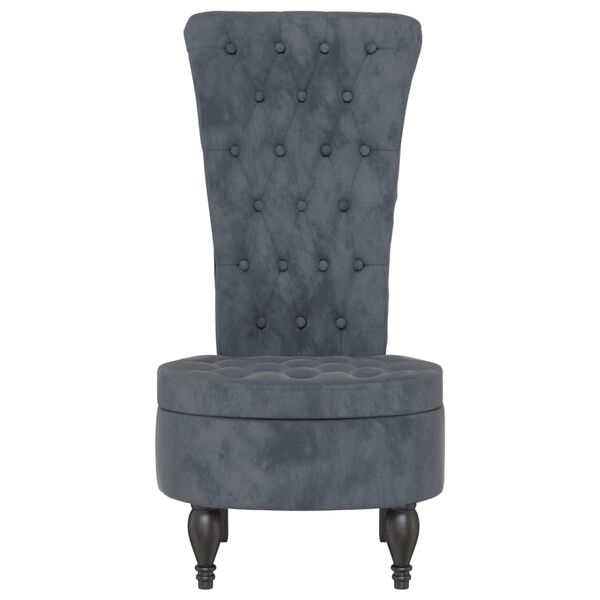 vidaXL High Back Chair Dark Grey Velvet Button Design