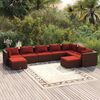 vidaXL 9 Piece Garden Lounge Set with Cushions Poly Rattan Brown