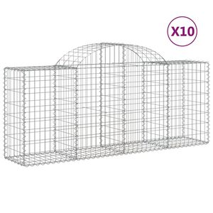 vidaXL Arched Gabion Baskets 10 pcs 200x50x80/100 cm Galvanised Iron