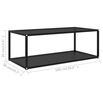 vidaXL Coffee Table Black 100x50x35 cm Tempered Glass