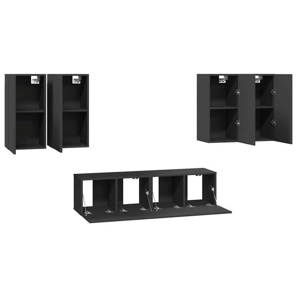 vidaXL 6 Piece TV Cabinet Set Grey Engineered Wood