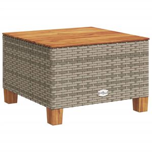 vidaXL Garden Table Grey 55x55x36 cm Poly Rattan Acacia Wood