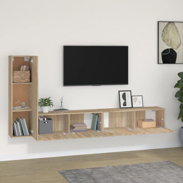vidaXL 3 Piece TV Cabinet Set Sonoma Oak Engineered Wood