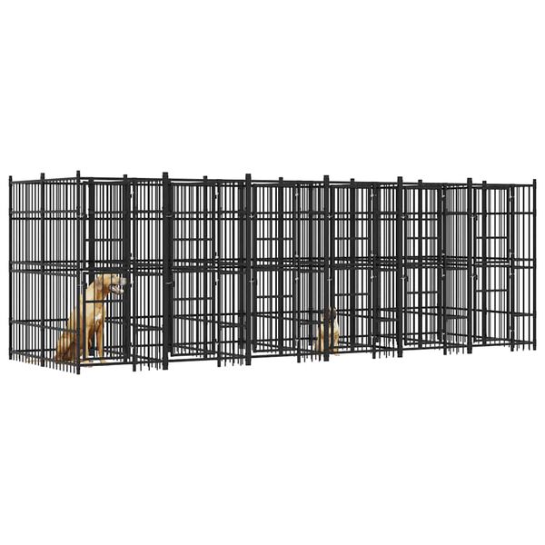 vidaXL Outdoor Dog Kennel Steel 11.06 m&sup2;